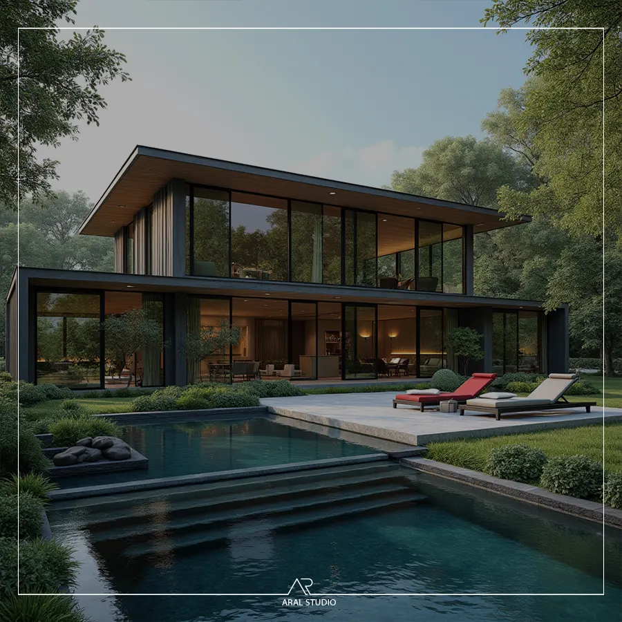 طراحی محوطه سازی ساخت استخر--